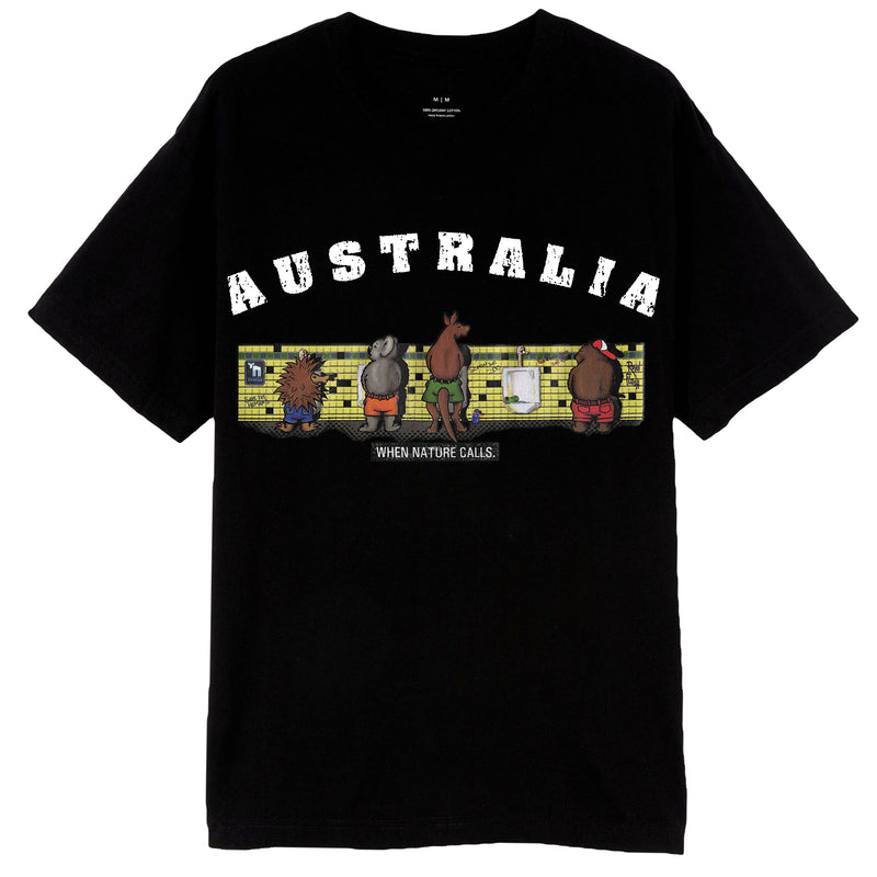 Adult 100% Cotton T Shirt Australia When Nature Calls Souvenir Tee Fun Tops Gift, Black, 2XL