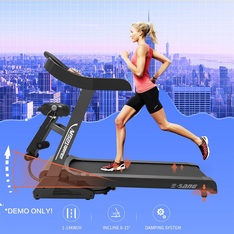 JMQ FITNESS G4208 1.25HP 220V Diamond Pattern Foldable Home Treadmill - Black