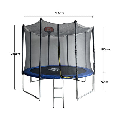 POP MASTER 10FT Flat Trampoline Basketball Hoop Ladder PE Sunshade Cover