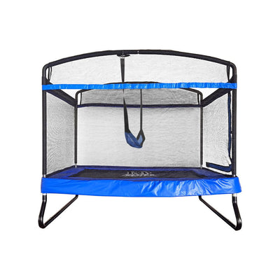 POP MASTER Mini Rectangular 4x6FT Trampoline L-type Zipper Contain 1 Piece of Swing - Deep Blue