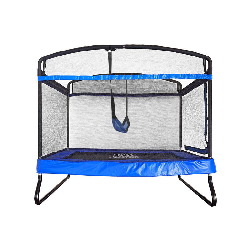 POP MASTER Mini Rectangular 4x6FT Trampoline L-type Zipper Contain 1 Piece of Swing - Deep Blue