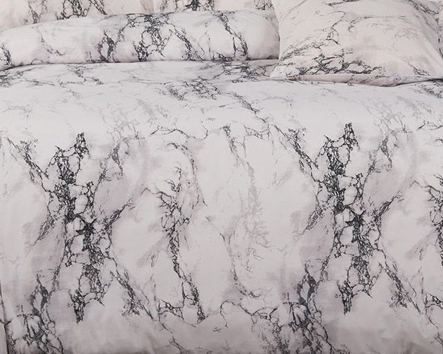 White Marble Double Size Duvet Quilt Cover Set