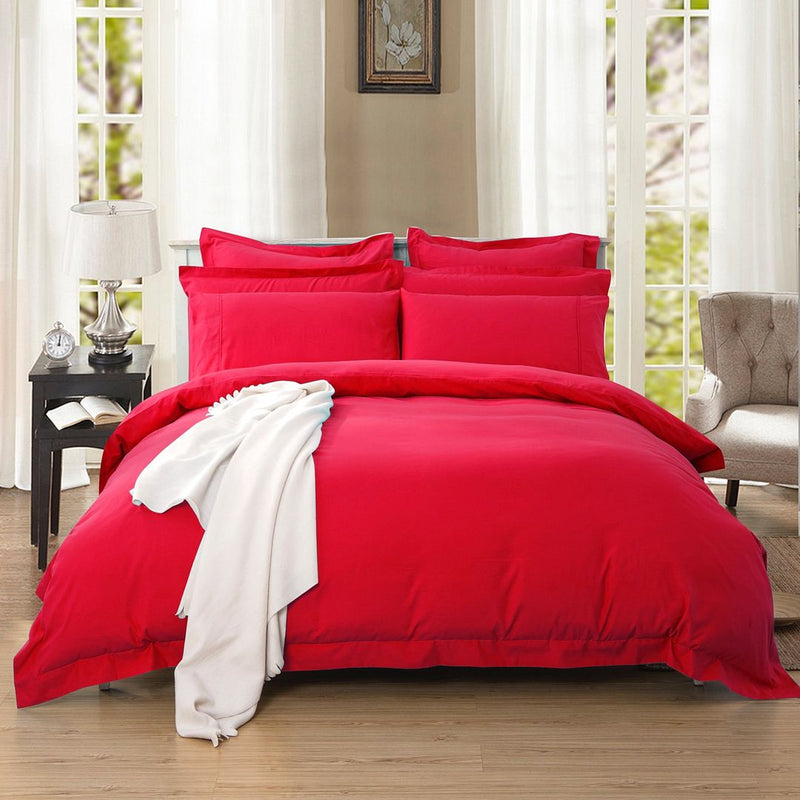 1000TC Tailored Single Size Red Duvet Quilt Cover Set