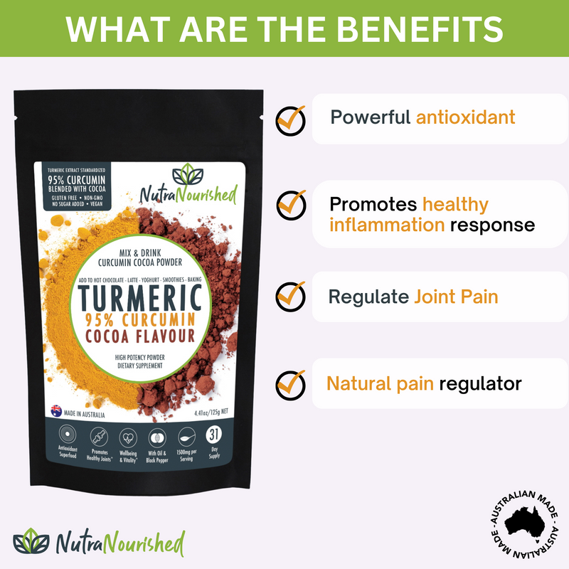 95% Organic Curcumin Extract Cocoa Flavour - Turmeric Powder With Black Pepper - Organic and with Black Pepper,