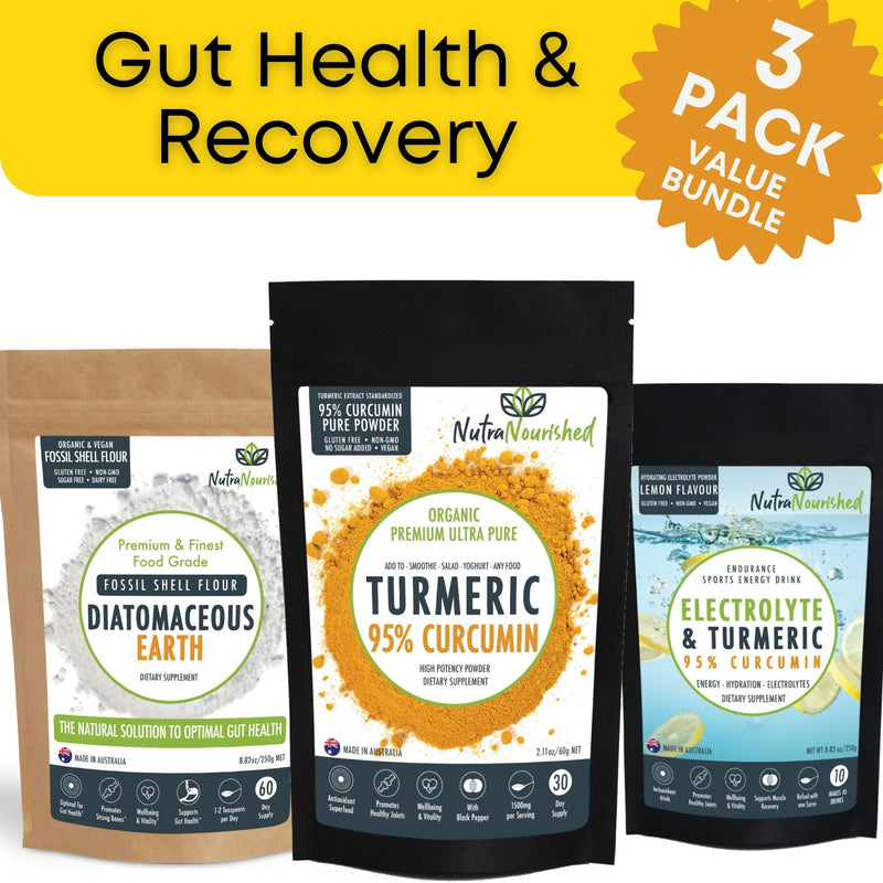 Good Gut Health and Faster Recovery with Fossil Shell Flour, Curcumin, and Electrolyte Powder