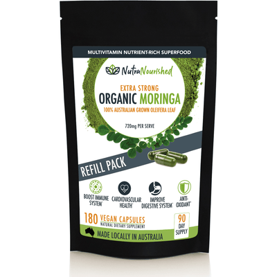 REFILL BAG - Organic Moringa Leaf Capsules - 180 Vegan Capsules