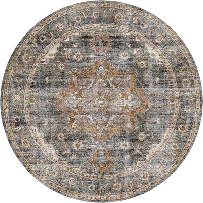 vintage-crown-cezanne-rabbit-gray-inca-gold-distressed-vintage-round-rug 180X180