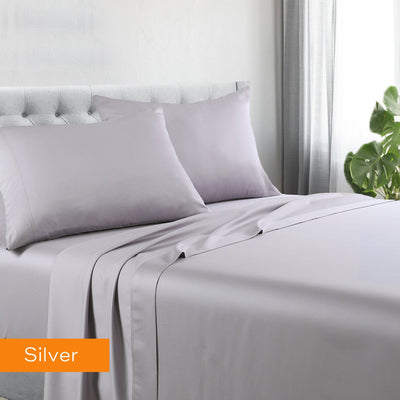 1200tc hotel quality cotton rich sheet set double silver