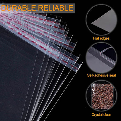 100Pcs Self-Adhesive Clear Opp Cellophane Bags with Air Hole - 12*14+3cm