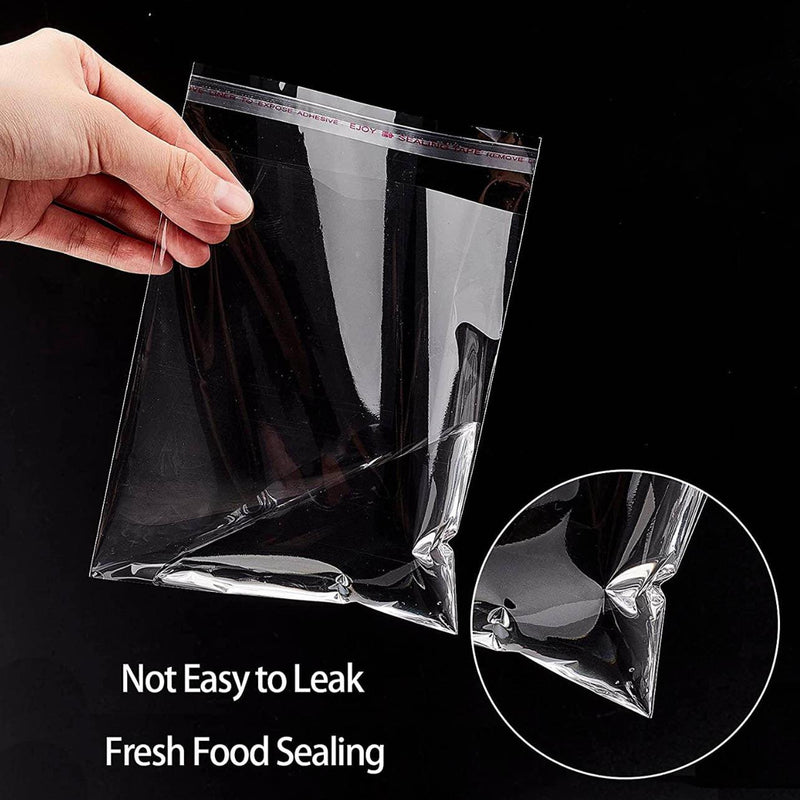 100Pcs Self-Adhesive Clear Opp Cellophane Bags with Air Hole - 12*14+3cm