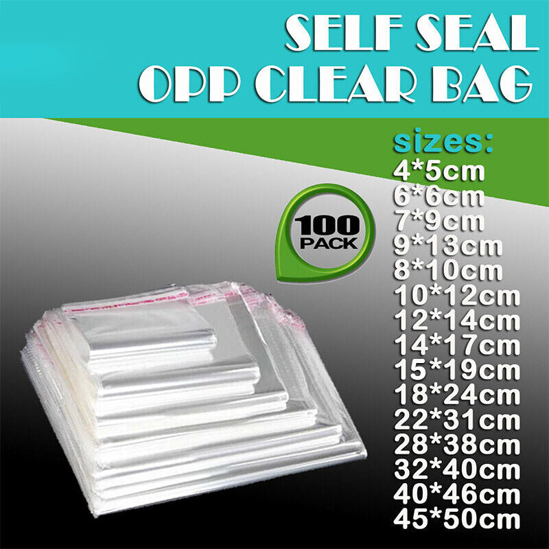 100Pcs Self-Adhesive Clear Opp Cellophane Bags with Air Hole - 22*31+4cm