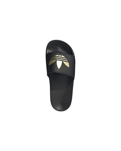Adidas Black Casual Slides with Gold Accents in Core Black - 9 US