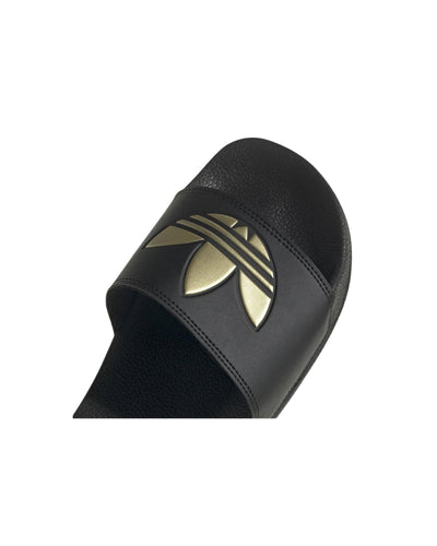 Adidas Black Casual Slides with Gold Accents in Core Black - 9 US