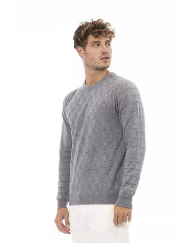 Alpha Studio Men's Gray Viscose Sweater - 46 IT