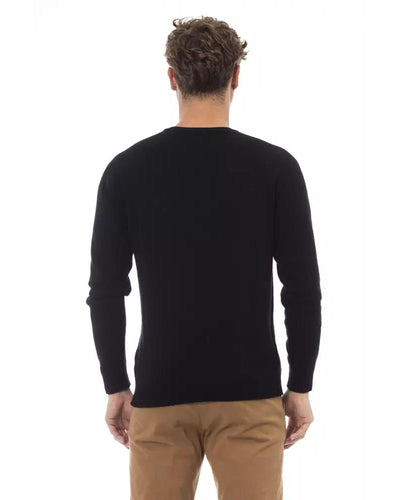 Alpha Studio Men's Black Viscose Sweater - 50 IT