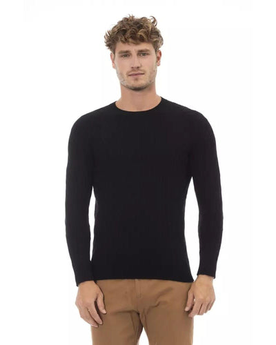 Alpha Studio Men's Black Viscose Sweater - 46 IT