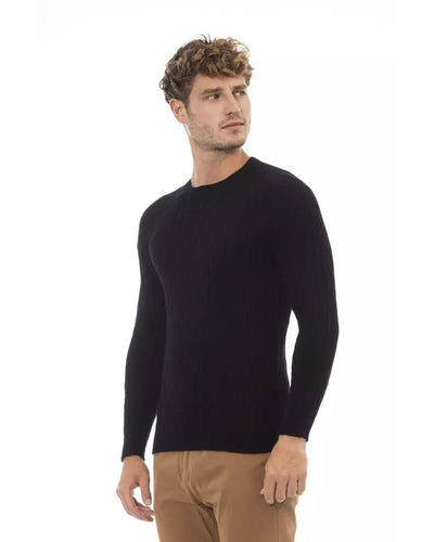 Alpha Studio Men's Black Viscose Sweater - 46 IT