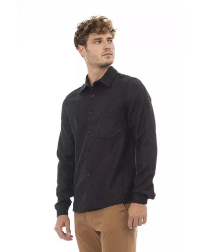 Alpha Studio Men's Gray Wool Shirt - 48 IT