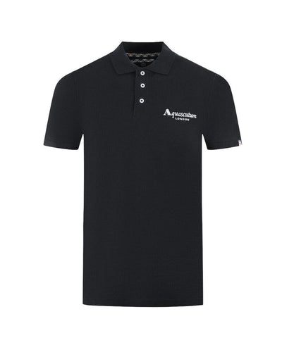 Aquascutum Men's Black Cotton Polo Shirt - XL