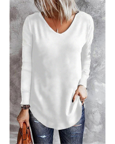 Azura Exchange V Neck Long Sleeve Knit Top - M