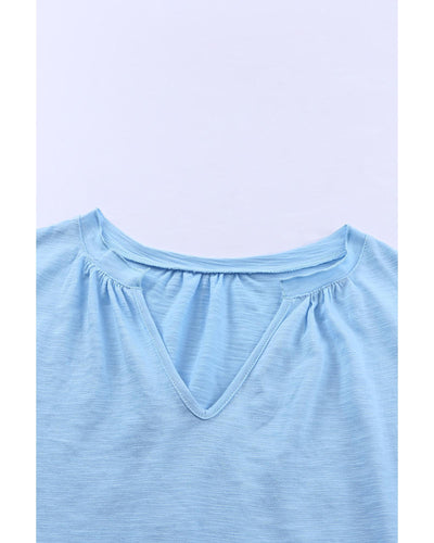 Azura Exchange Solid V Neck Butterfly Sleeve Tee - L