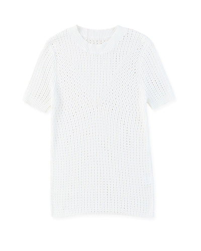 Azura Exchange Knitted Hollow-out Short Sleeve T Shirt - L