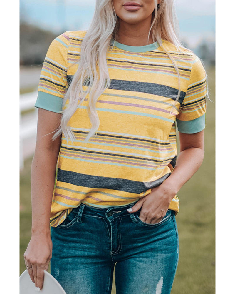 Azura Exchange Luxury Striped Crew Neck T-Shirt - L