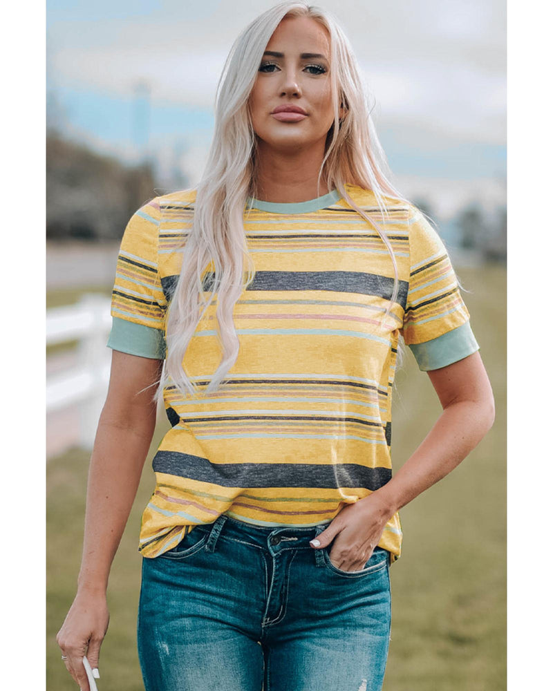 Azura Exchange Luxury Striped Crew Neck T-Shirt - L