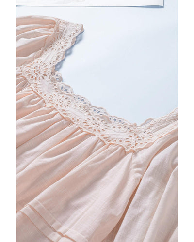 Azura Exchange Puff Sleeve Eyelet Babydoll Blouse - XL