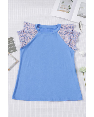 Azura Exchange Tiered Lace Sleeve Knit Top - S