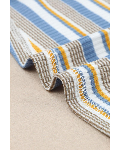Azura Exchange Button Neck Striped Knit Long Sleeve Top - M