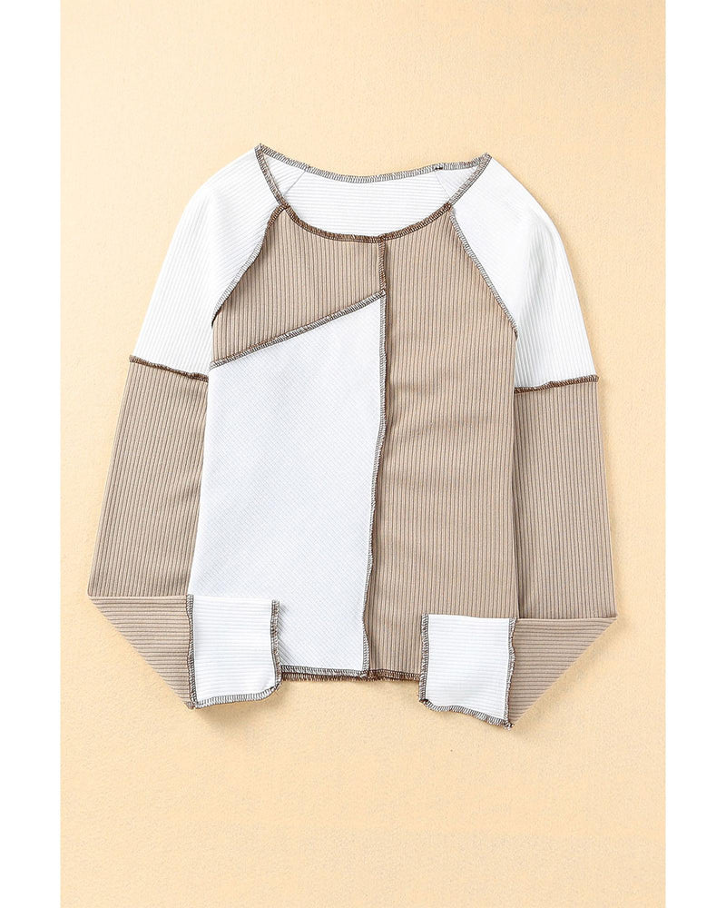 Azura Exchange Color Block Rib Knit Top - M