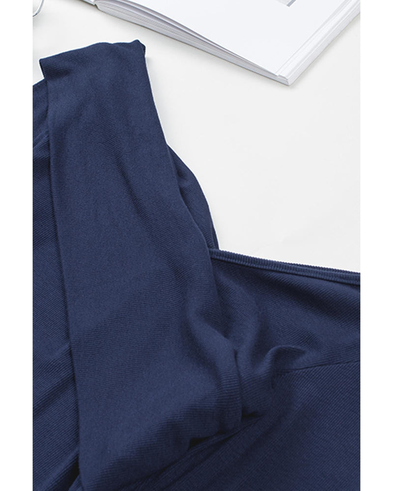 Azura Exchange Ribbed Wrap V Neck Long Sleeve Top - XL
