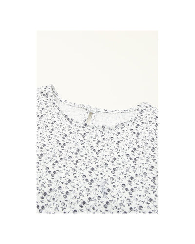 Azura Exchange Floral Printed Crinkled Ruffled Bubble Sleeve Blouse - 2XL