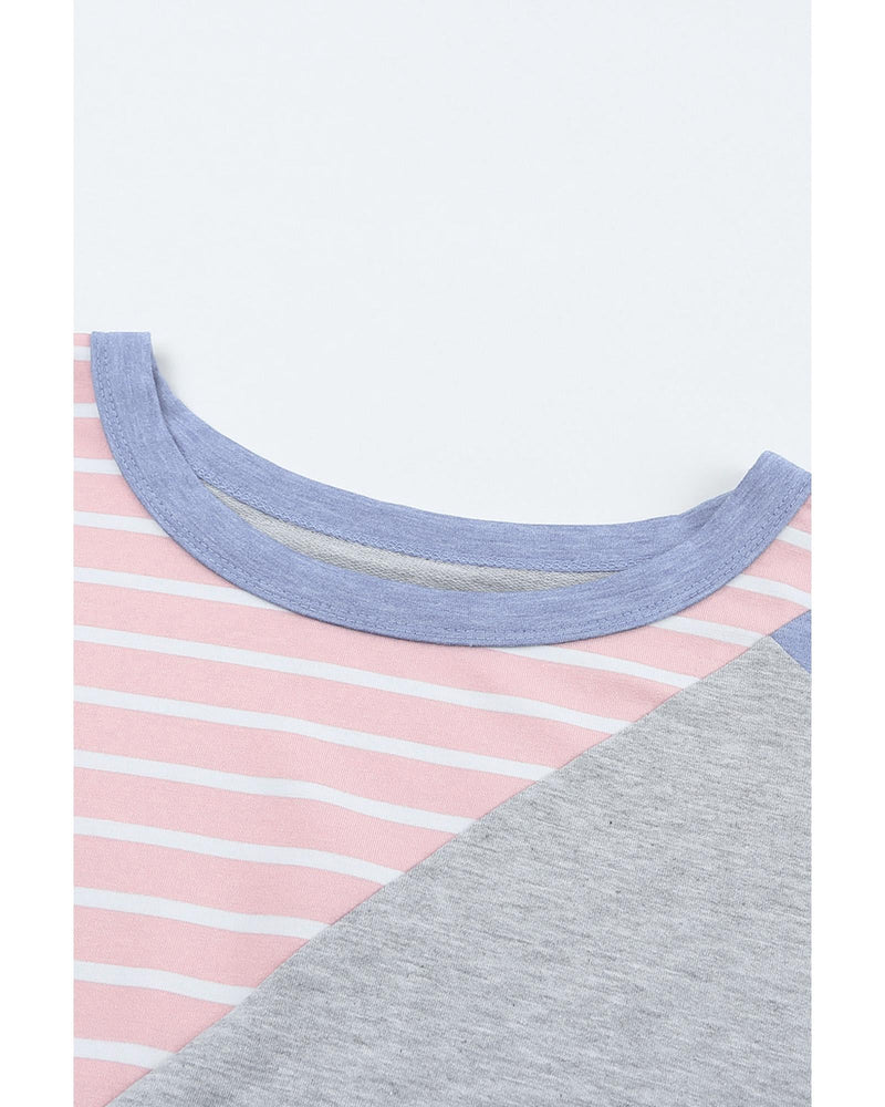 Azura Exchange Patchwork Striped Color Block Long Sleeve Top - L