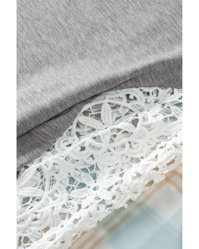 Azura Exchange Lace Splicing Long Sleeve Top - M