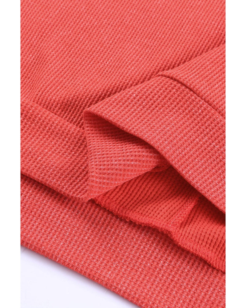 Azura Exchange Waffle Knit Side Slit Pullover - L