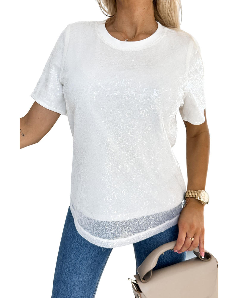 Azura Exchange Sequin Short Sleeve T-Shirt - XL