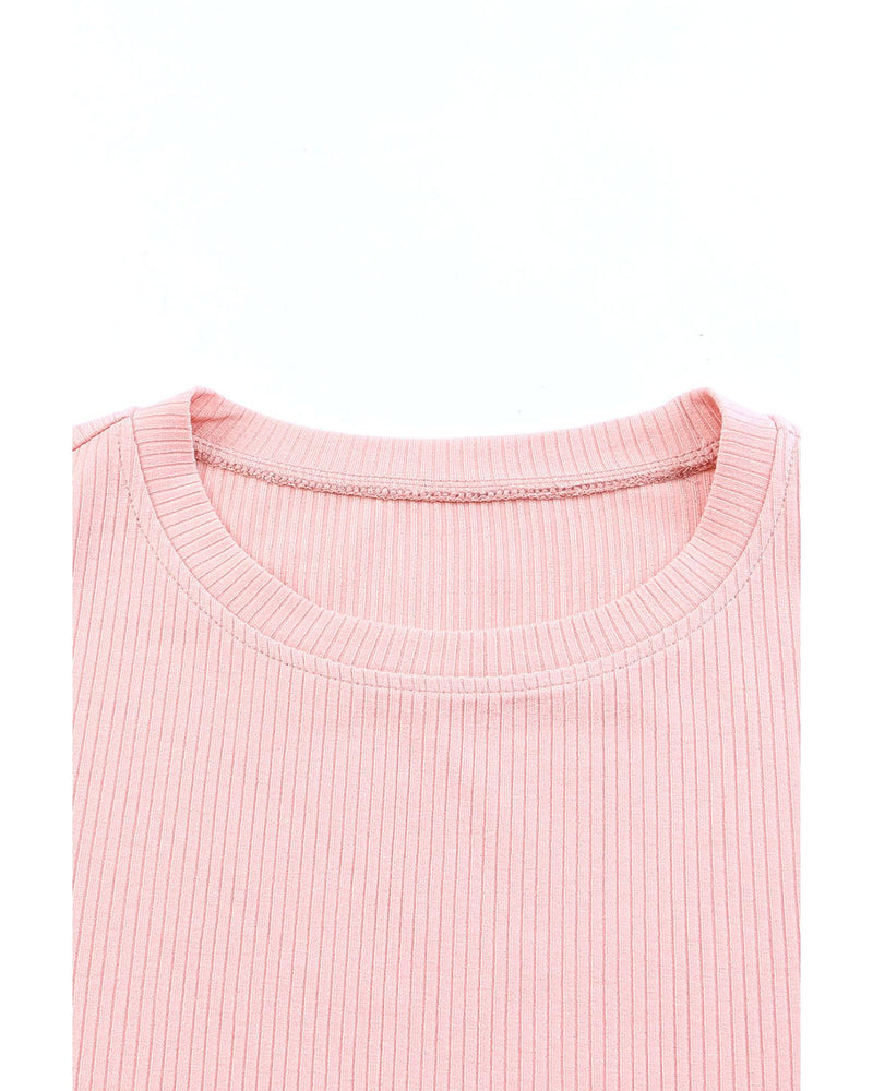 Azura Exchange Ruffle Sleeve Ribbed Knit Top - L