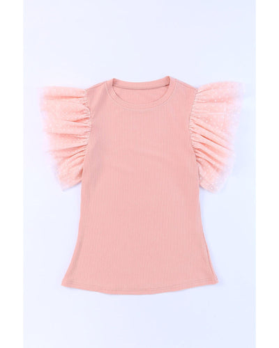 Azura Exchange Ruffle Sleeve Ribbed Knit Top - XL