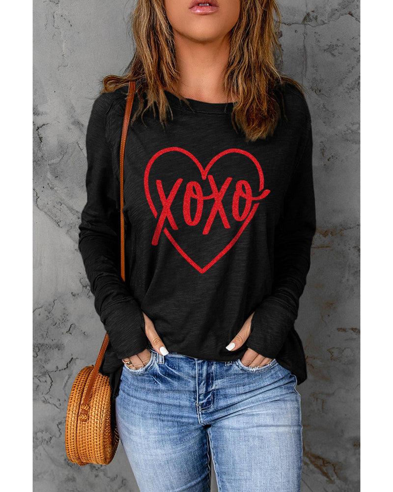 Azura Exchange Heart Shaped Print Long Sleeve Top - M