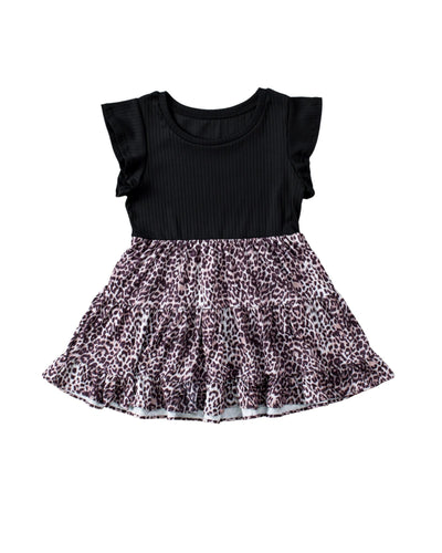 Azura Exchange Ruffle Sleeve Leopard Splice Blouse - M