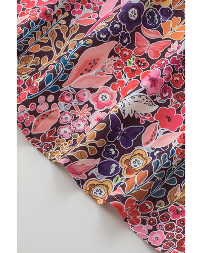 Azura Exchange Floral Print Shirred Sleeve Tunic Blouse - XL