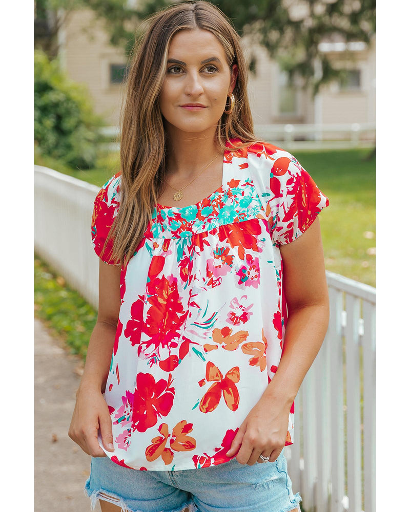 Azura Exchange Embroidered Square Neck Blouse - L