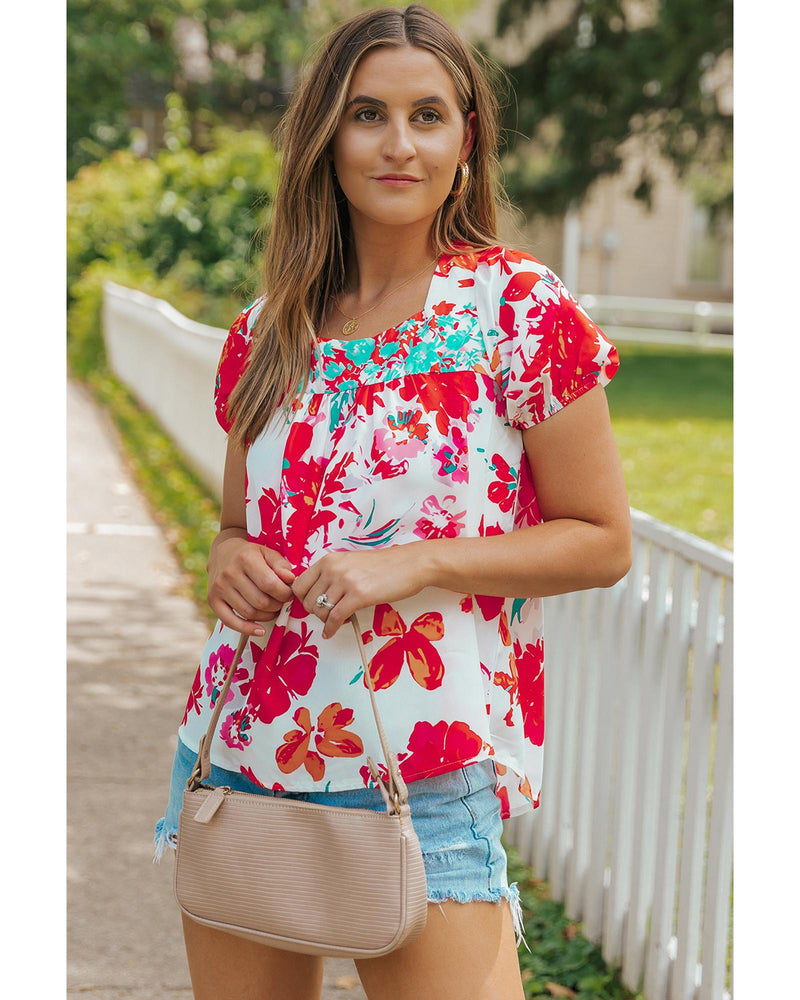 Azura Exchange Embroidered Square Neck Blouse - L