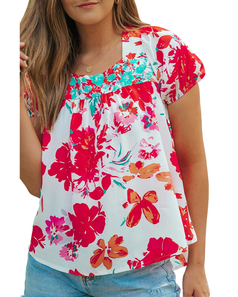 Azura Exchange Embroidered Square Neck Blouse - L