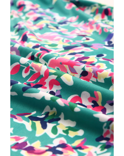 Azura Exchange Floral Print Ruffled Short Sleeve Babydoll Top - M