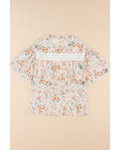 Azura Exchange Floral Print Wide Ruffle Sleeves Blouse - L