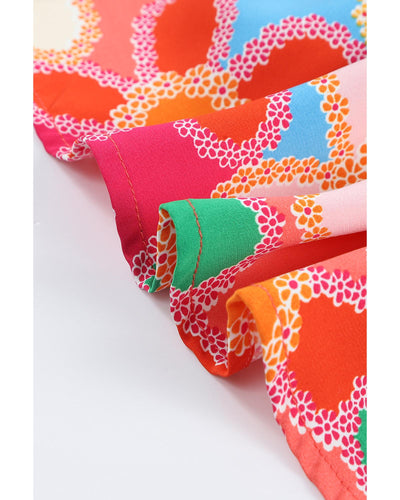 Azura Exchange Flower Print Puff Sleeve Peplum Top - S