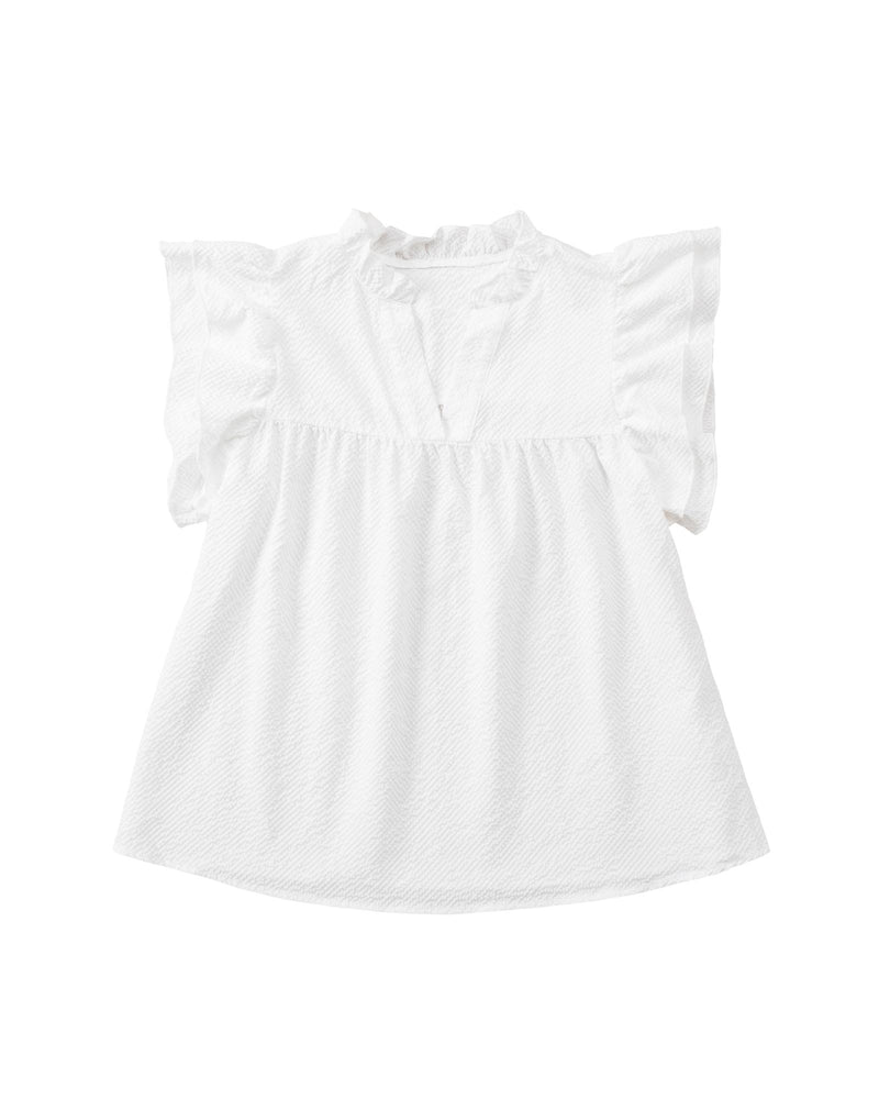 Azura Exchange Ruffle Flutter Sleeve Notch Neck Top - XL